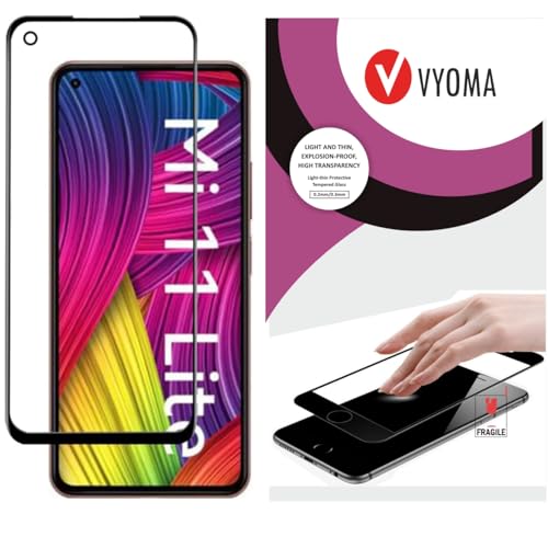 Image of VYOMA Military-Grade Gorilla Tempered Glass for Mi 11 Lite 5G / Xiaomi Mi 11 Lite 5G (Black) | Edge to Edge Full Screen Coverage | Scratch Resistant | With Easy Installation Kit | Screen Protector for Smartphone | Bubble-Free | Ultra Clear HD Glass | Oleophobic Coating | High Clarity | 9H Hardness | Scratch Resistant | ShatterProof | ScreenGuard | Pack of 1