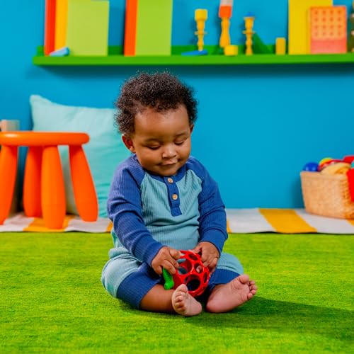 Image of Bright Starts Oball Easy Grasp Red Apple Teether Toy, Hold My Own Collection, BPA Free, Unisex, Newborn and Up