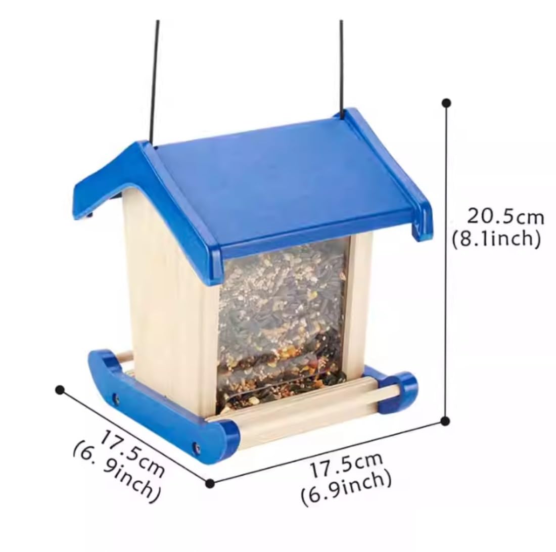 Comederos para Pajaros Alimentación de Aves Comedero De Madera For Pájaros Que Cuelga For La Decoración Exterior del Jardín Chalet con Forma Casa Campo Garden