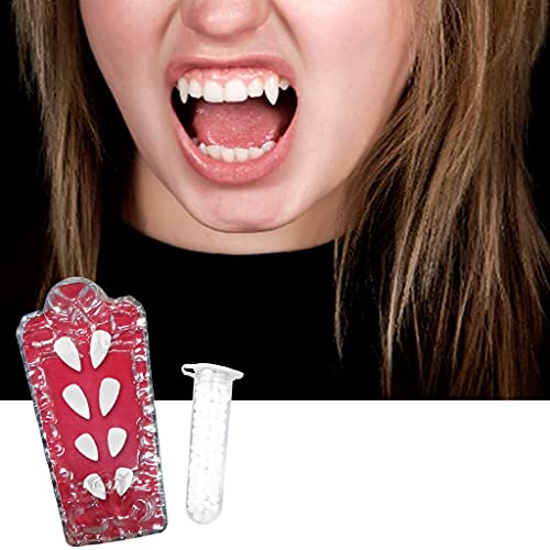 AMLESO 4 pares de dentes de vampiro Halloween dentes dentadura zumbi fantasma demônio para festa de