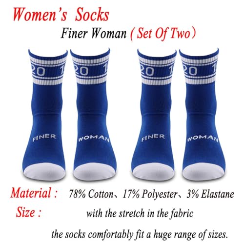 JXGZSO 2 Pairs Sorority Socks Blue Finer Women Socks Sorority Sister Gift2