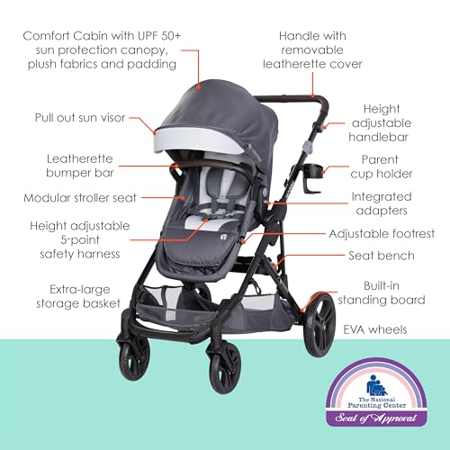 Baby Trend Morph Single to Double Modular Stroller, Dash Grey - image 2