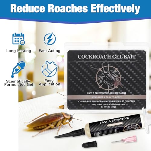 Image of 6 Tubes Cockroach Gel Bait for Home Indoor Outdoor,Powerful Roach Repellent