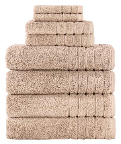 Towels Beyond - Luxury Towel Set For Bathroom, 100% Turkish Cotton, Quick Dry, Soft And Absorbent Bath Towels, Hand Towels, And Washcloths, Barnum Collection - 8-Piece Set (Beige) #TOP23