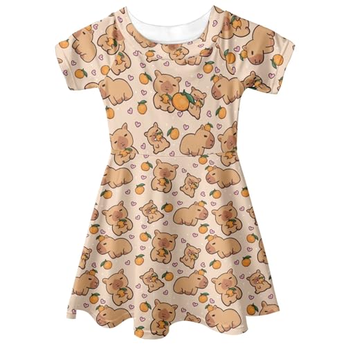 Renewold Girls Dresses Kids Dress Casual Short Sleeve Skater Dress Size 3-14 Years Child4