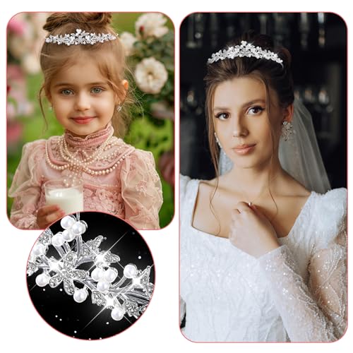 Diadem Hochzeit, Krone Kristall Tiara Abschlussball Crown Braut Stirnband Diadem Crown für Mädchen Abschlussball Geburtstag Hochzeit Party (Silber)