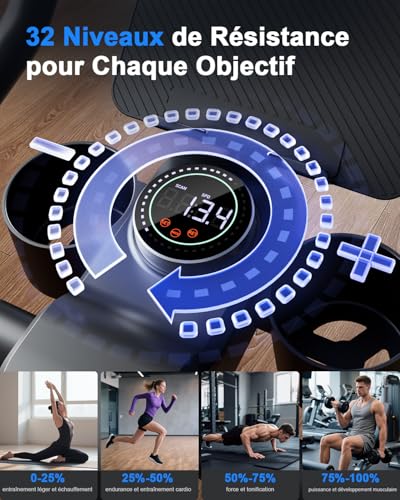 Vélo d'Appartement pour La Maison avec Écran LCD et Application, Vélo d'Exercice d'Intérieur avec Résistance Magnétique Réglable, Capacité de Poids de 136 kg – Image 6