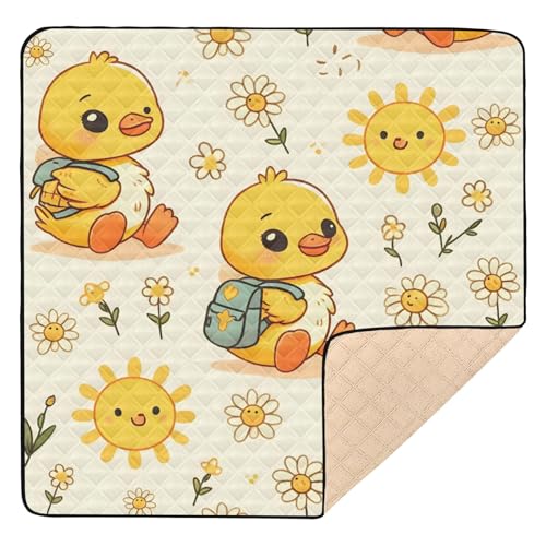 Cute Little Yellow Duck Carrying A Backpack Baby Play Mat 50