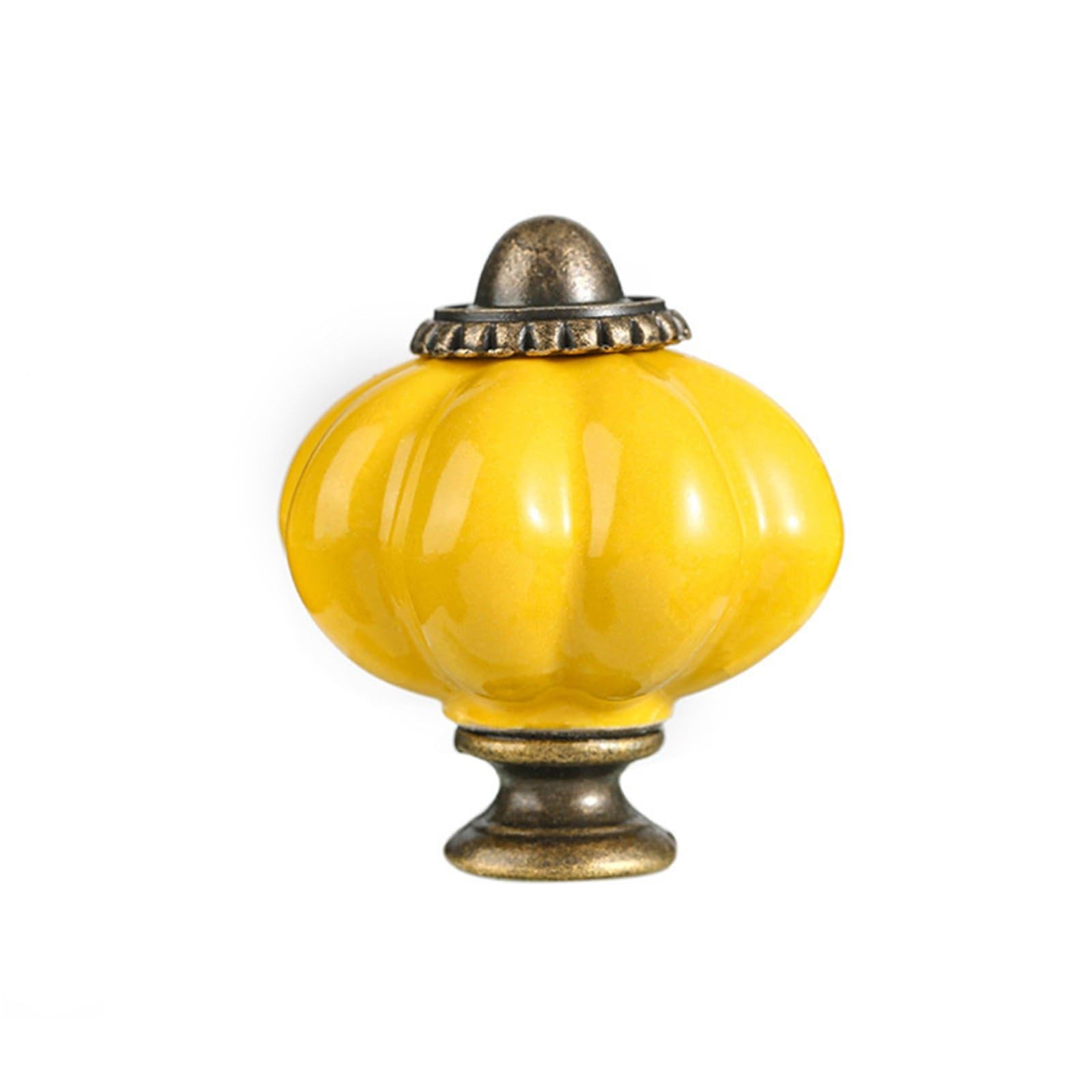 WLIHDB 5Pairs Ceramic Pumpkin Handle Pastoral Style Creative Single Hole Knob with Screw Wardrobe Cabinet Door Drawer Furniture Hardware for Chest of Drawer(Color8)