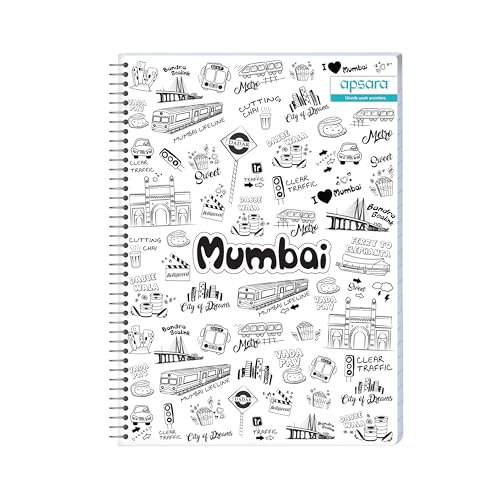 Image of Apsara 6 Subject Spiral Notebook, 302 Pages, Pack of 1, Single Line, 60 GSM - 26.7 cm x 20.3 cm, Soft Cover Notebook for School, College Students, Exam Preparation & Professionals, Design May Vary