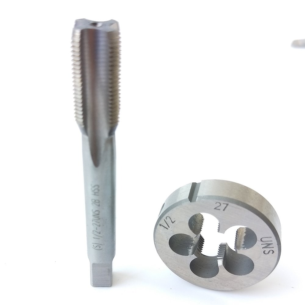 1/2-27 HSS Tap And Die Set， UNS Machine Thread Tap And UNS Round Thread Die Right Hand