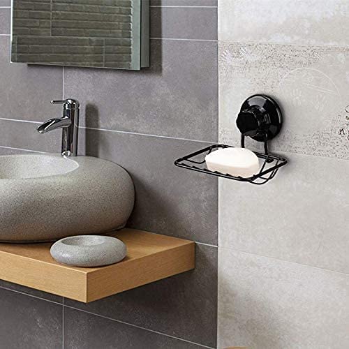 Arcci Bar Soap Holder For Shower Wall, Stainless Steel Strong Vacuum Suction Cup Shower Soap Dish, Rustproof Wall Mouted Square Soap Sponge Holder Tray For Bathroom & Kitchen Sink, 2 Pack, Black #TOP5
