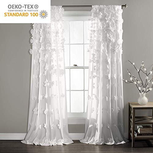 Lush Decor C24157P14-000 Riley Window Curtain Panel - Charming Handmade Bow Details - Elegant Light Filtering Single Curtain thumb #7