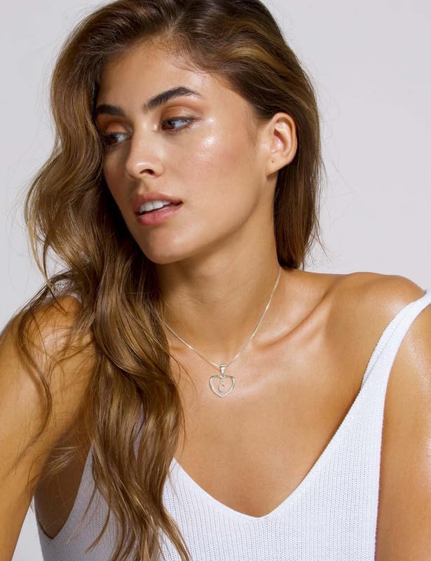 Miniatura 2 de ITS4YEO 925 Sterling Silver Infinity Heart Pendant Initial Necklaces Silver Necklace Zircon Pendant Necklaces for Women Jewelry Gift for Women Wife