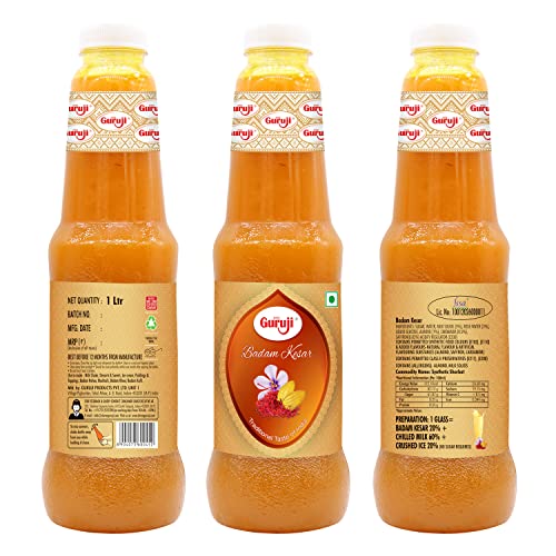 Image of Shree Guruji Badam Kesar Dry Fruit Sharbat & Imli Sharbat Combo Pack Milk Beverage Instant Syrup Refreshing Drink for Summer (1 Litre)