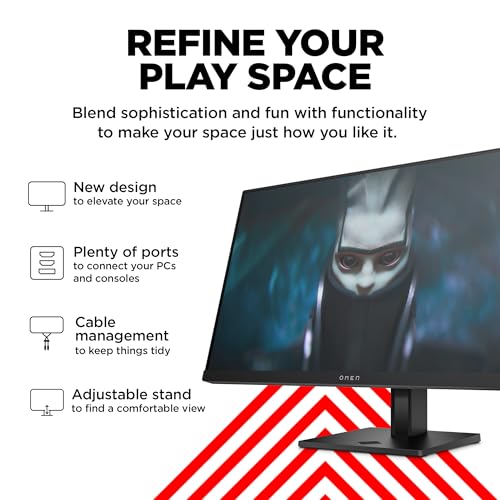 Image of HP OMEN 23.8 inch FHD 165Hz Gaming Monitor, FHD Display (1920 x 1080), IPS panel, 99% sRGB, 90% DCI-P3, 16:9, AMD FreeSync Premium Technology, 24 (2023),Black
