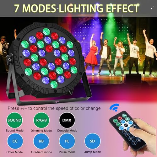 Manalete 36 LED Stage Lights, Par Light with Remote & DMX Controlled Sound Activated Uplights for Events Wedding Birthday Christmas Music Show Dance Party DJ Lighting, 4 Pack - Image 4