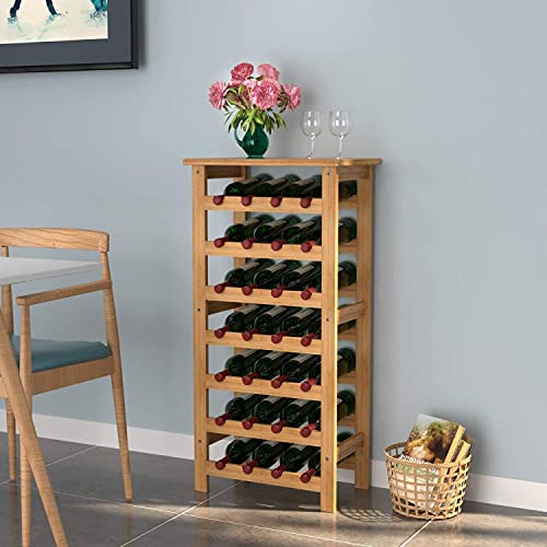 Soporte para 28 Botellas de Vino de Bambú 7 Niveles miniatura 2