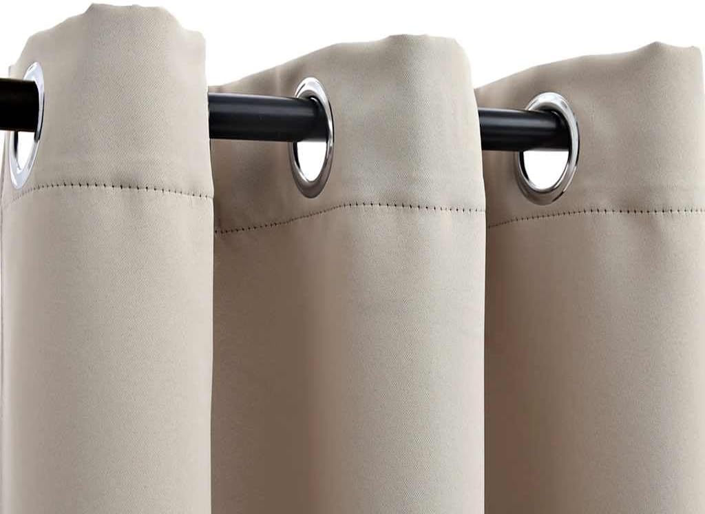 vidaXL Curtains 2 Pcs, Blackout Curtains for Bedroom Living Room, Window Blinds with Rings, Darkening Curtains Drapery, Beige Fabric