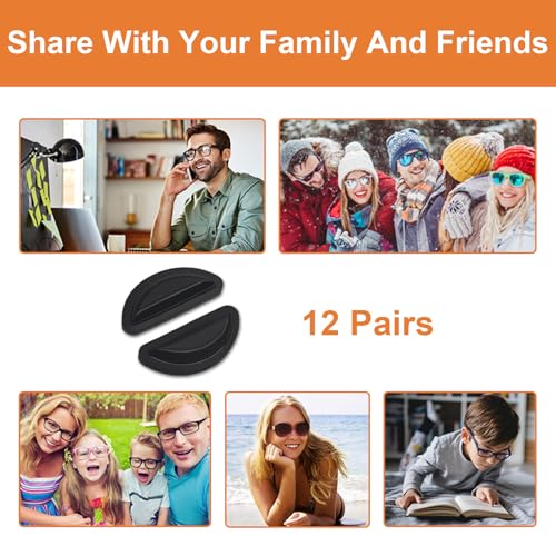 Image of Mr.ZzjOOj Eyeglass Nose Pads, Soft Silicone Nose Pads for Glasses | 2.5mm Thick Comfort Air Chamber Anti Slip Glasses Nose Pad, with Sticky Backing (12 Pairs, Black)