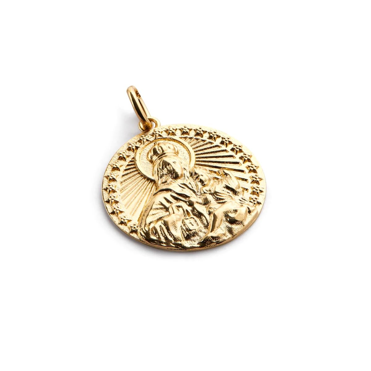 Medalla ramo novia - Virgen del Carmen - Medalla religiosa mujer - Medalla para bodas - Plata vermeil/plata de ley