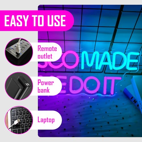 Image of Disco Made Me Do It Neon Sign Disco Led Neon Sign for Wall Decor Dimmable Neon Light Sign for Disco Party Light Up Sign for Music Bar Club Bedroom Disco Decor Disco Lover Disco Fever Party