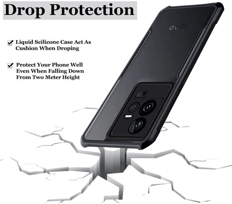 Image of A rtistque Clear Hard Transparent Acrylic Armor Anti-Drop Shockproof TPU Edge Back Cover Case for iQOO 11 5G - Black