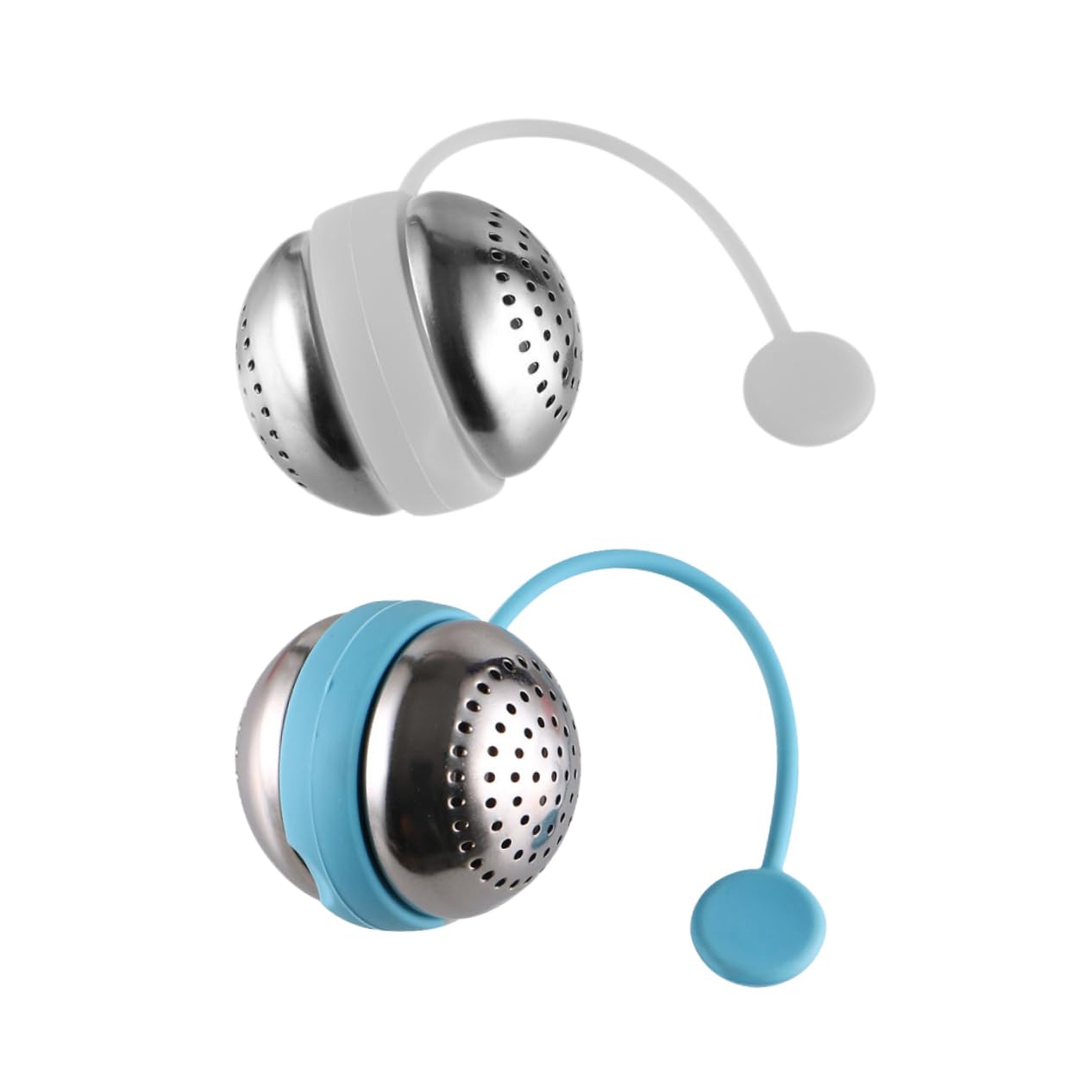 GLEAVI 2Pcs Stainless Steel Silicone Round Ball Tea Strainer for Loose Leaf Tea Filtering Enjoy Relaxing for Tea Houses and Options
