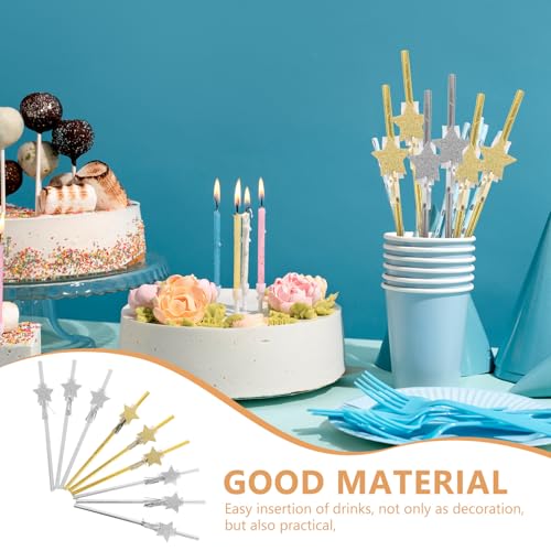 jojofuny 40 pcs pitillos de papel dorados y plateados miniatura 3
