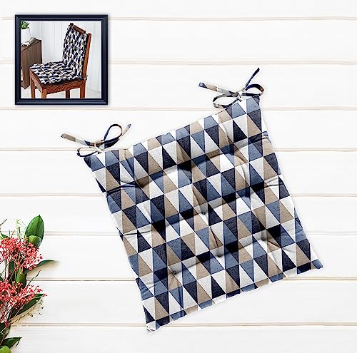 Image of Cotton Shell with Mixed Fiber Filled Printed Chair Cushion - Multi Traiangle (Pack of 1)