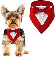 Vista 15 de Bandana de boda para perro, collar formal de esmoquin ajustable para perro con lazo, ropa de boda pequeña, mediana y grande, regalos de cumpleaños