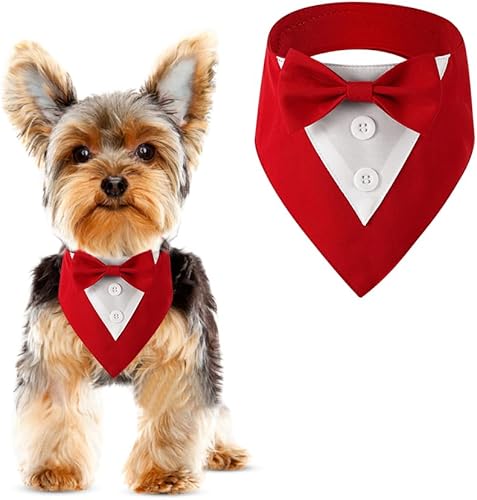 Vista 16 de Bandana de Boda para Perro, Esmoquin Formal para Perro Collar Ajustable para Mascota con Moño, Ropa de Boda Pequeña, Mediana y Grande, Regalos