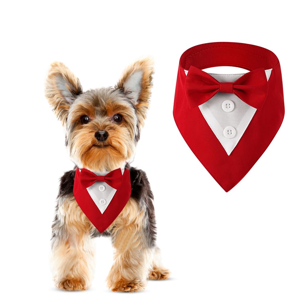 Bandana pour chien de mariage avec collier réglable et nœud papillon