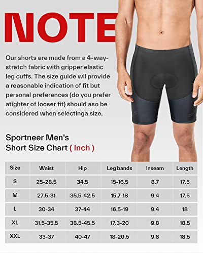 Sportneer Padded Bike Shorts For Men - 4D Padding Mens Bicycle Cyling Tights Clothing For Road Bike, Breathable & Absorbent #TOP5