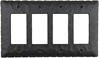 Vista 3 de Rancho rústico Hierro forjado Quad Decora placa de interruptor cover eph145, Bronce