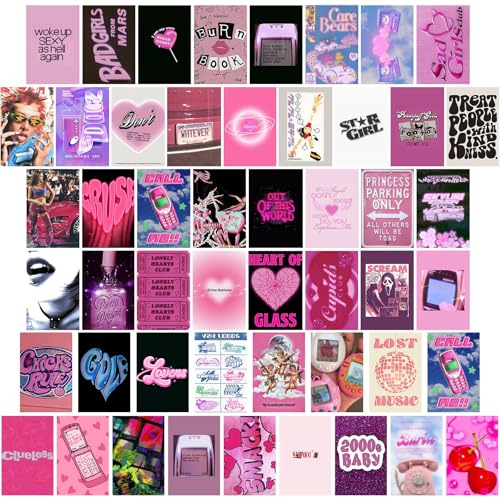 KBKBART 50-Piece Mcbling Vintage Wall Collage Kit Trendy Y2K Posters Cute Anime Art and 4x6 Aesthetic Prints for Teen Girls College Dorms and Downtown Girl Rooms