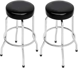 Duramex 2PCS Swivel Bar Stool Guitar Stool Garage Stool Shop Seat, Black 16" L x 16" W x 30" H