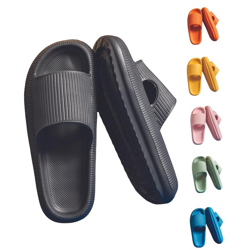 Cloud Slippers - Unisex Cloud Slides with Open Toe Design & Thick Sole, Shower Shoes for Women, Indoor House Slippers for Men, Non Slip & Soft Shower Slippers for Men