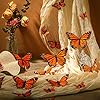 Ysleen 24 Pcs 3D Feather Monarch Butterfly Decor 4 Size Butterfly Wall Decorations Fake Artificial Stickers for Craft Home Wall Wedding Party Supplies (Orange) #3
