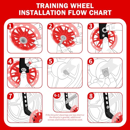 Image of HAWENS Bike Training Wheels Mute Flash Wheels with Adjustable Bicycle Stabilizer Mounted Kit Compatible for 12 14 16 18 20 inch Single Speed Bike