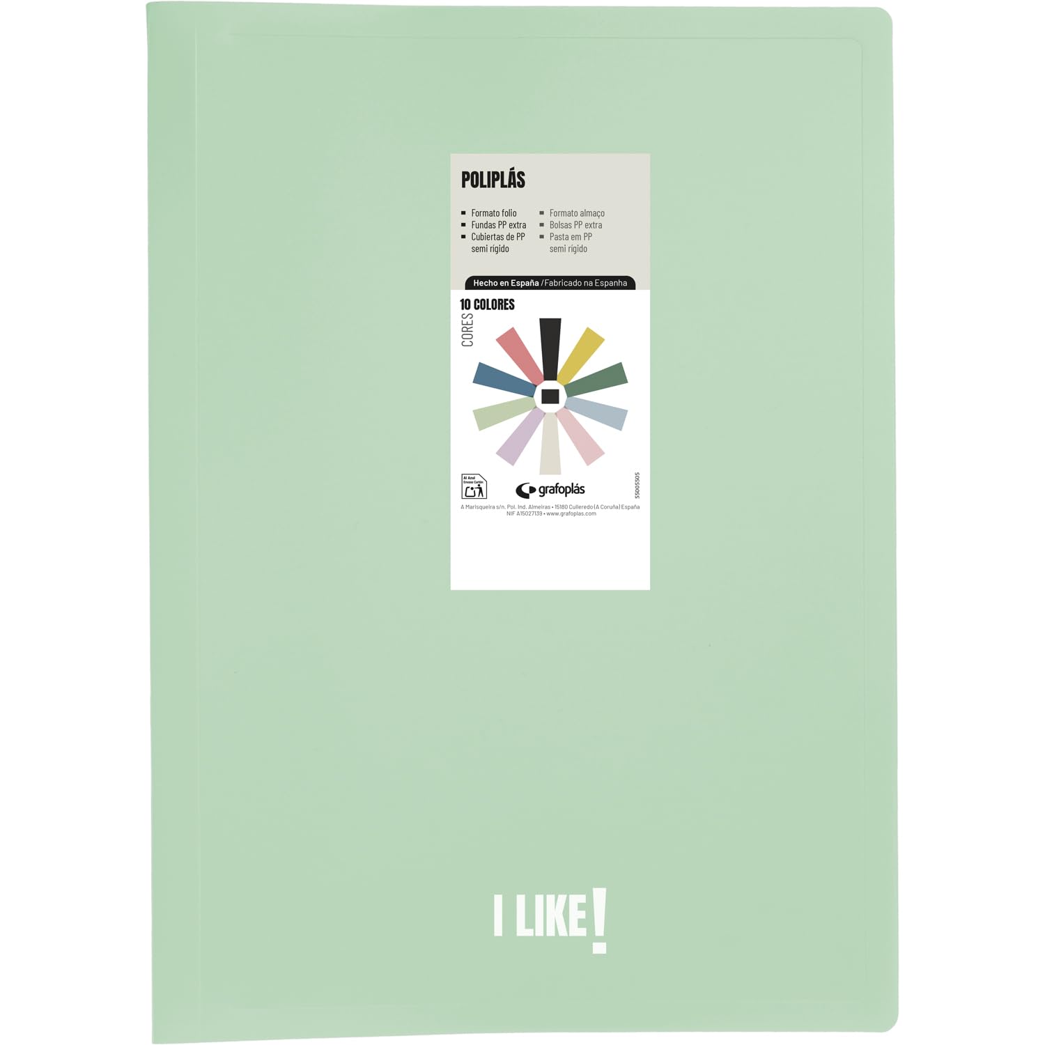Grafoplas Plastic Folders 30 Clear Polypropylene Sleeves Folio Size Light Green Flexible Cover Perfect School Office Supplies