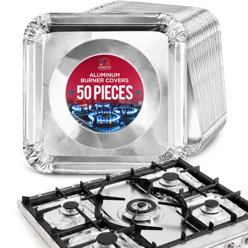 Aluminium Gas Stove Burner Covers (50 Pack) - Disposable Gas Stove Cover Liners