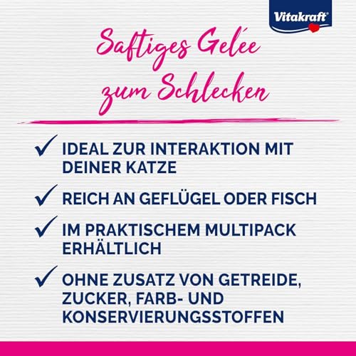 Vitakraft Jelly Lovers, Katzensnack, Gelées zum Schlecken, mit Huhn und Pute, zum Verwöhnen zwischendurch, ohne Zusatz von Zucker und Getreide (1 Paket mit 6x 15g) – Bild 4