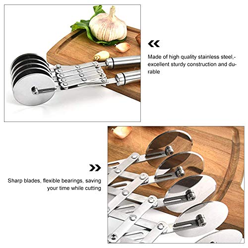 TWSOUL 5 Wheel Pastry Cutter, adjustable Stainless Steel Expandable Divider with Handle Pizza Slicer Multi-Round Pastry Knife cake slicer dough roller, Easy to Use (Portable Size: 2.3\"x10.7\")