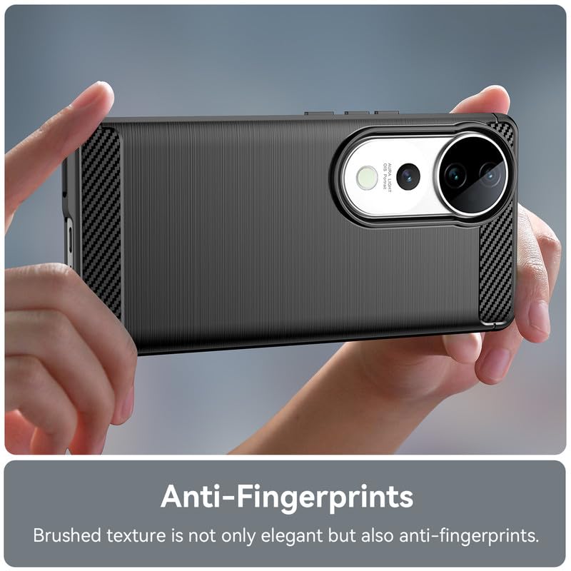 Image of Hybrid Carbon Fiber Back Case for Vivo V40, V40 Pro, T3 Ultra 5G (Black)