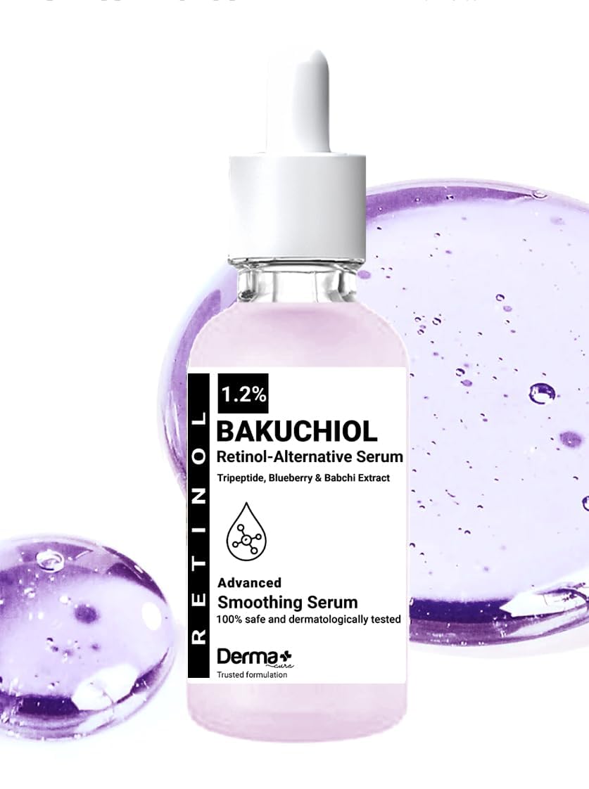 Derma+ Cure Bakuchiol Anti- Ageing and Skin Brightening Face Serum | Reduces fine lines and wrinkles| Enhances Skin Elasticity (30ml)