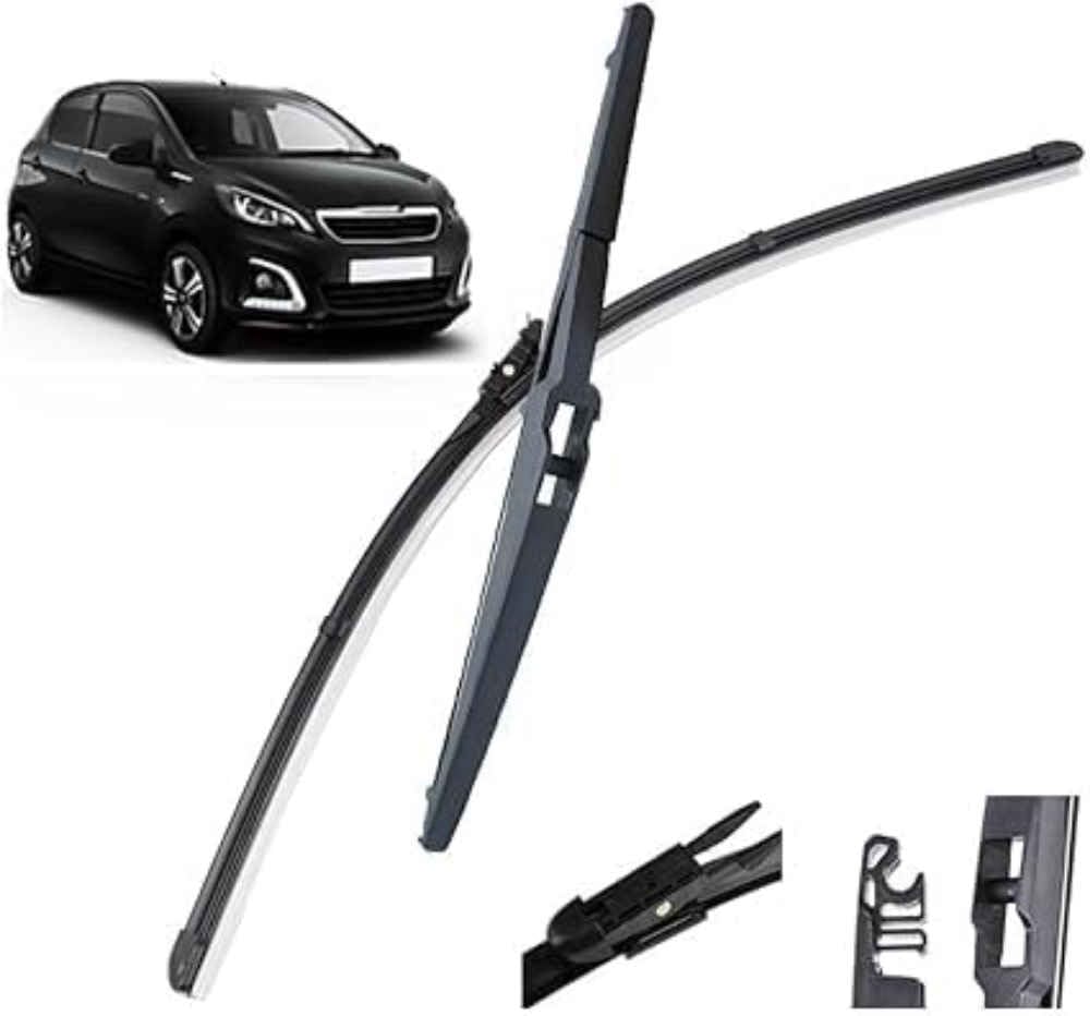 XYUASDGB Premium Exact Fit Windscreen Wiper Blades for Peugeot 108 2014-2021 Durable Natural Rubber Easy Fit for a Quiet and Streak Free Wipe