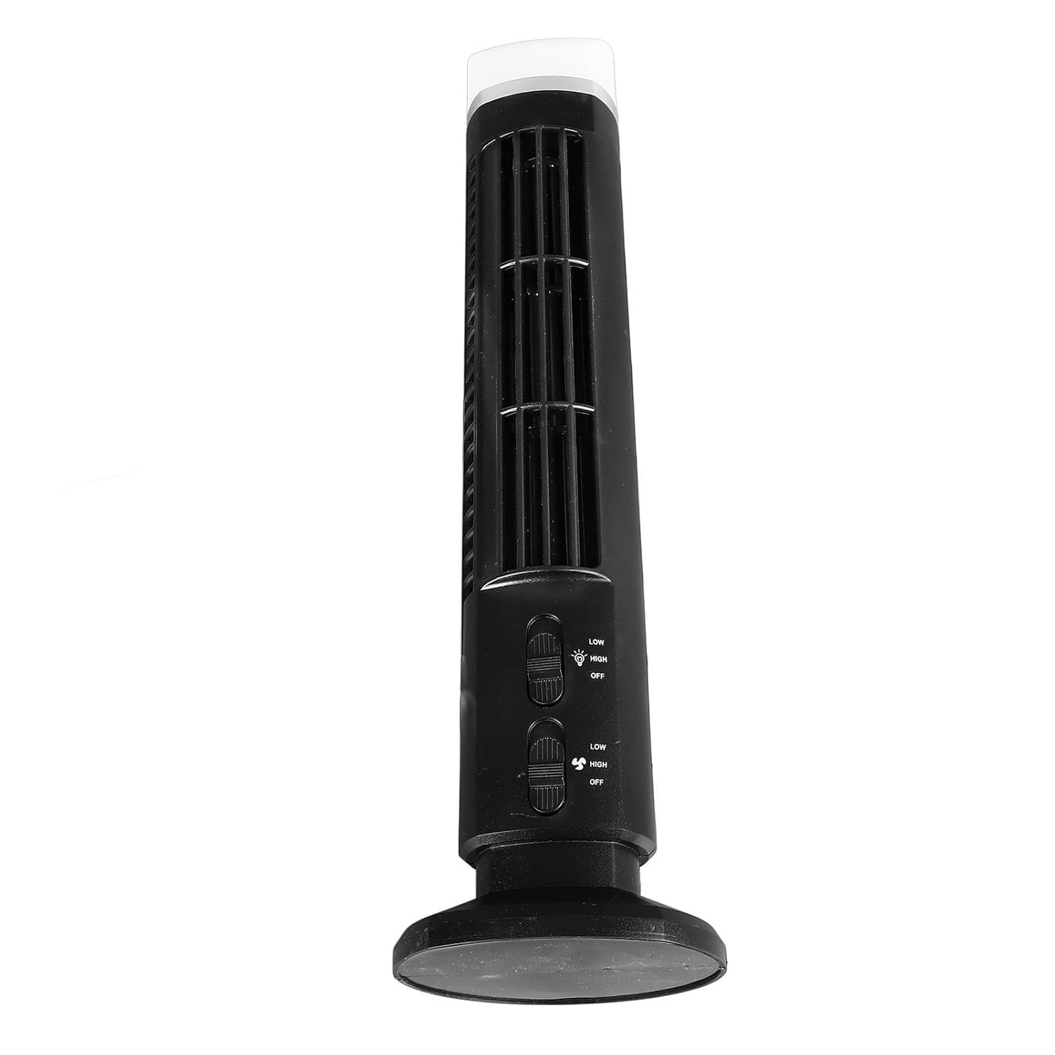 Bladeless Tower Fan Portable USB Desk Fan with Light for Home Bedroom Office Black