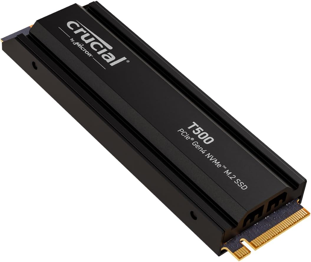Crucial T500 4TB SSD PCIe Gen4 NVMe M.2 with Heatsink, Up to 7000MB/s, Compatible with PlayStation 5, TLC NAND, Desktop PC, Solid State Drive - CT4000T500SSD5