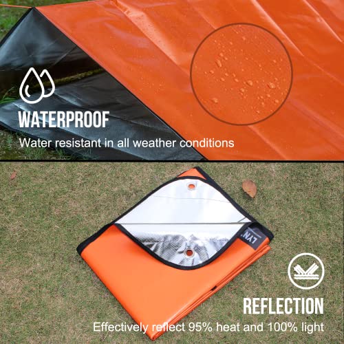 Image of LYN Heavy Duty Emergency Blanket Survival Gear Waterproof Insulated Blanket Emergency Tarp for Camping, Hiking, Bushcraft